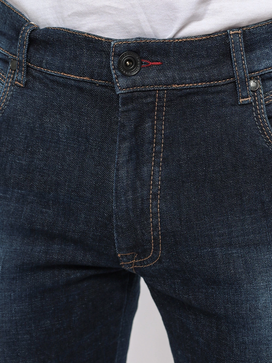 Классические темно-синие джинсы из стрейч-хлопка
